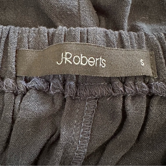 Navy Blue Strapless Linen Blend Midi Dress Tie Back Sz S - Picture 5 of 6